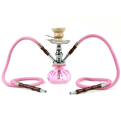 Narghilè In Vetro Rosa Doppia Corda 27 cm