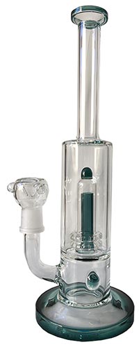 Bong in vetro clear/blue con precooler H.30cm