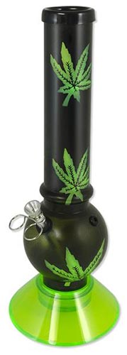 Bong Black Green Leaf 34cm