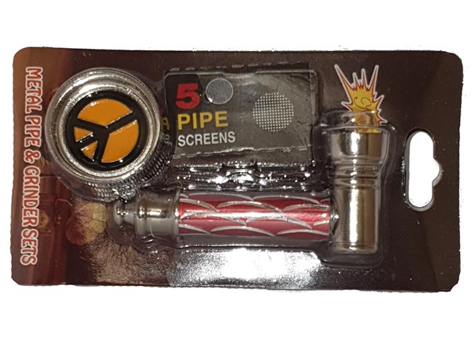 Pipa in Metallo 7cm con retine e grinder
