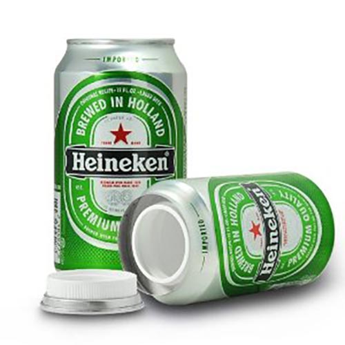 Lattina di birra verde con segreto